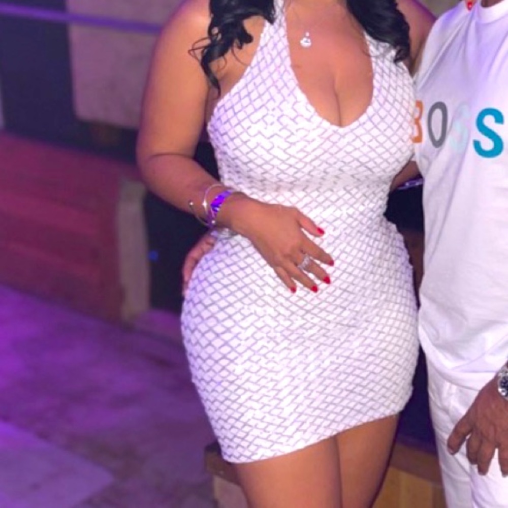 White sequence short dress worn once